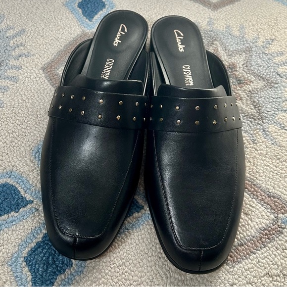 Clarks Black Studded Mules - Picture 2 of 6